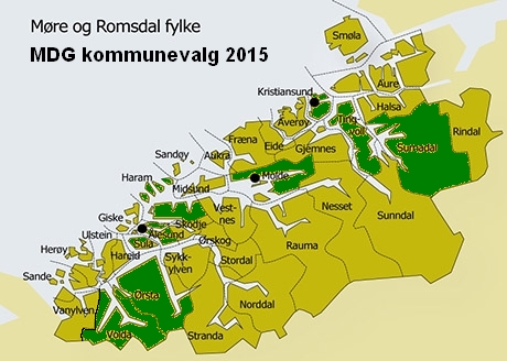Kart over MDG-kommuner 2015